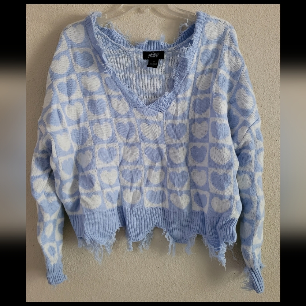 Just Polly Juniors Sz Medium heart sweater